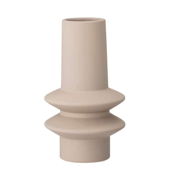 Hello Honey® 9" Taupe Modern Sculptural Stoneware Vase with Latex Glaze
